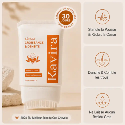 Sérum Capillaire Kavira : tube à brosse applicatrice, satisfait ou remboursé 30 jours