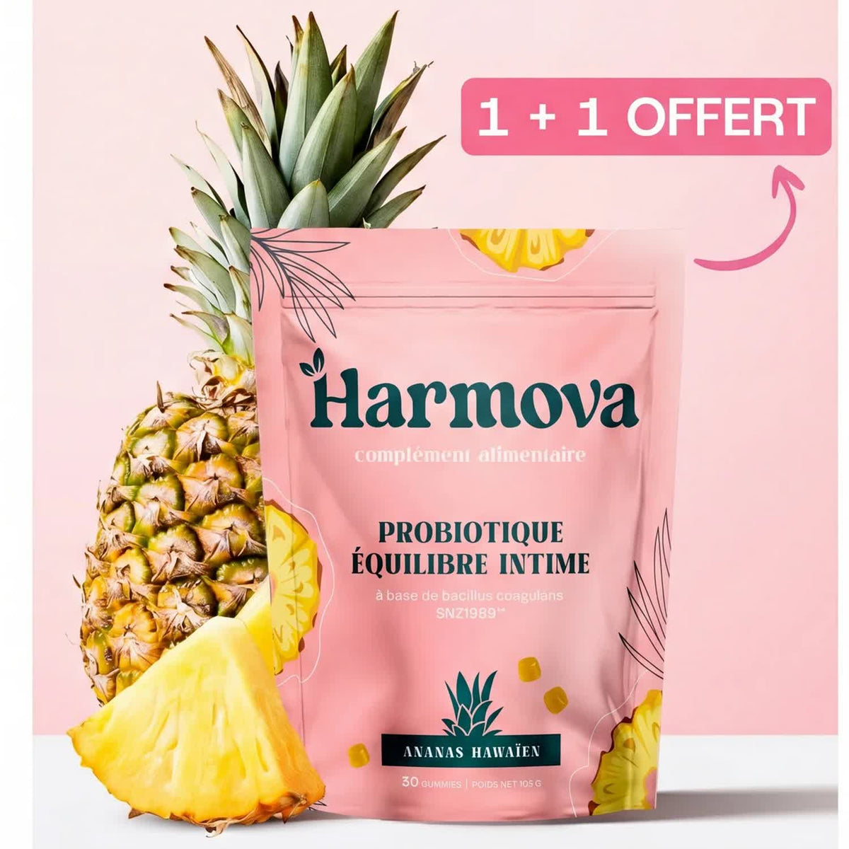 Harmova — gummies équilibre intime, ananas hawaïen